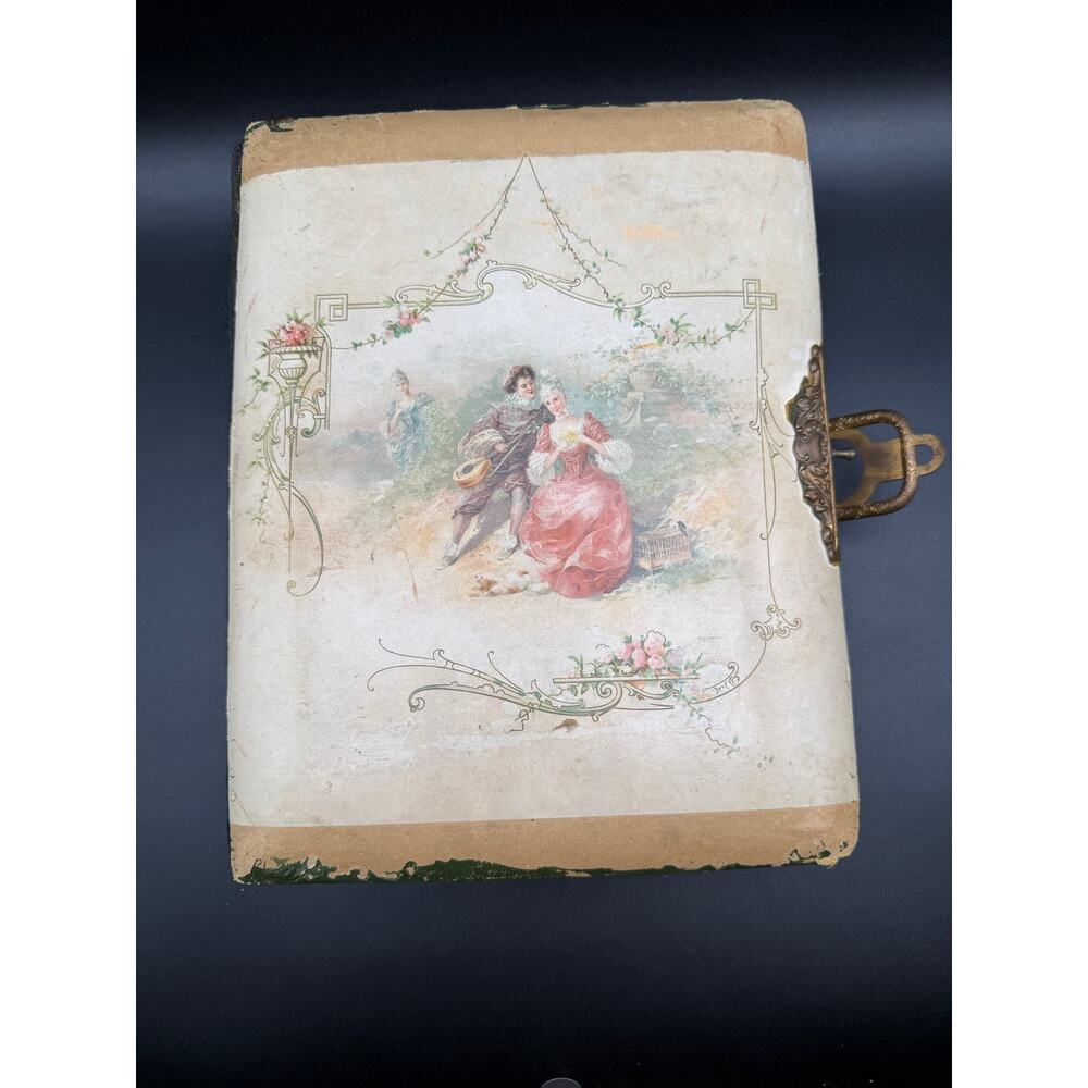 Antique Victorian Photo Album Cabinet Card Velvet Brass Clasp 4x5 Portrait Book
